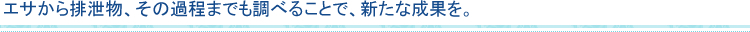 エサから排泄物、その過程までも調べることで、新たな成果を。
