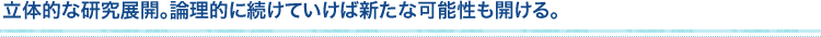 立体的な研究展開。論理的に続けていけば新たな可能性も開ける。