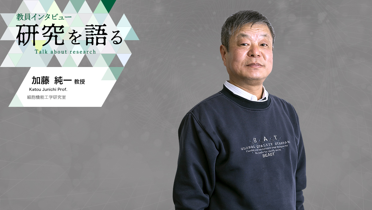 カバー写真：教員インタビュー　研究を語る　細胞機能工学研究室　加藤純一教授